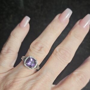 Elegant Purple Gemstone Silver Ring